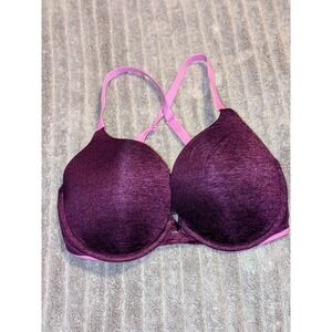 Victoria's Secret Perfect Coverage Padded Bra 32DD Purple‎ Pink Criss Cross